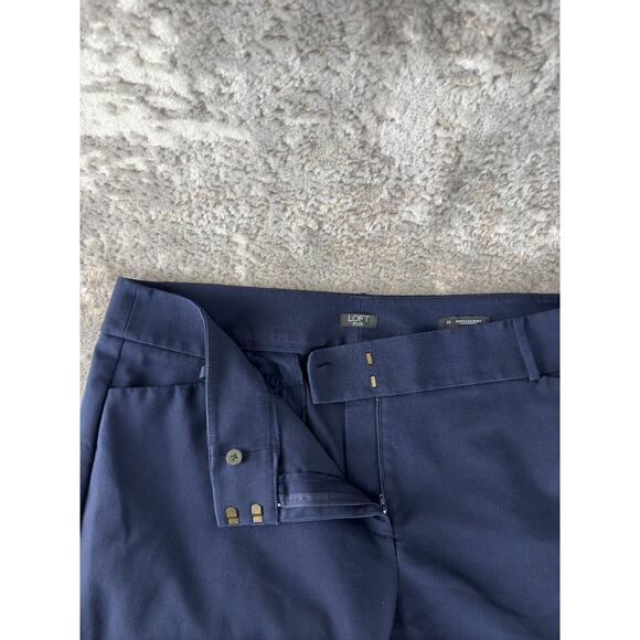 LOFT Womens Plus Size 22 Marisa Skinny Flat Front Button Zip Navy Pocket Pants - Picture 9 of 13
